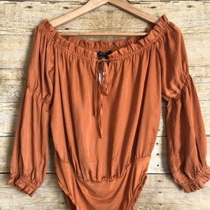 Rusty Orange off the shoulder bodysuit